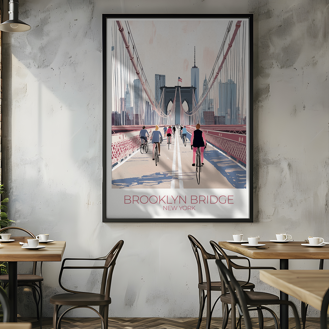 Custom Brooklyn Bridge print with personalized names and travel dates.