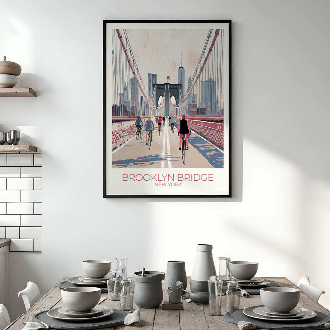 Custom Brooklyn Bridge print with personalized names and travel dates.