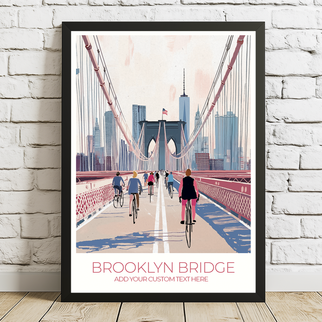 Custom Brooklyn Bridge print with personalized names and travel dates.