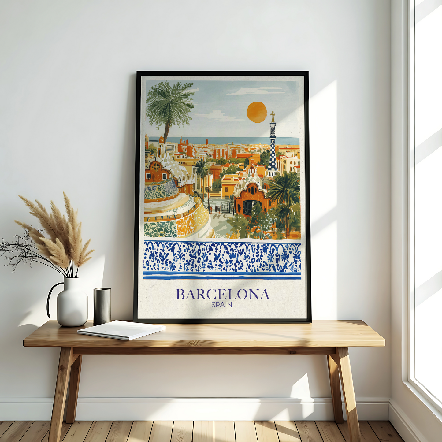 Vintage Barcelona Art Print – Spanish Home Decor & Mediterranean Travel Poster