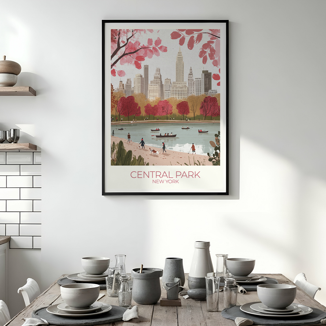 Custom Central Park print with personalized text, perfect for NYC travel memories.