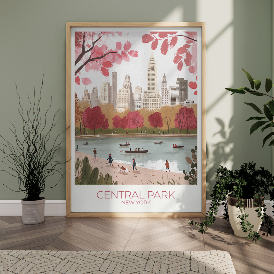Custom Central Park print with personalized text, perfect for NYC travel memories.