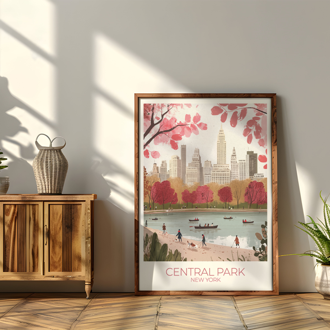 Custom Central Park print with personalized text, perfect for NYC travel memories.