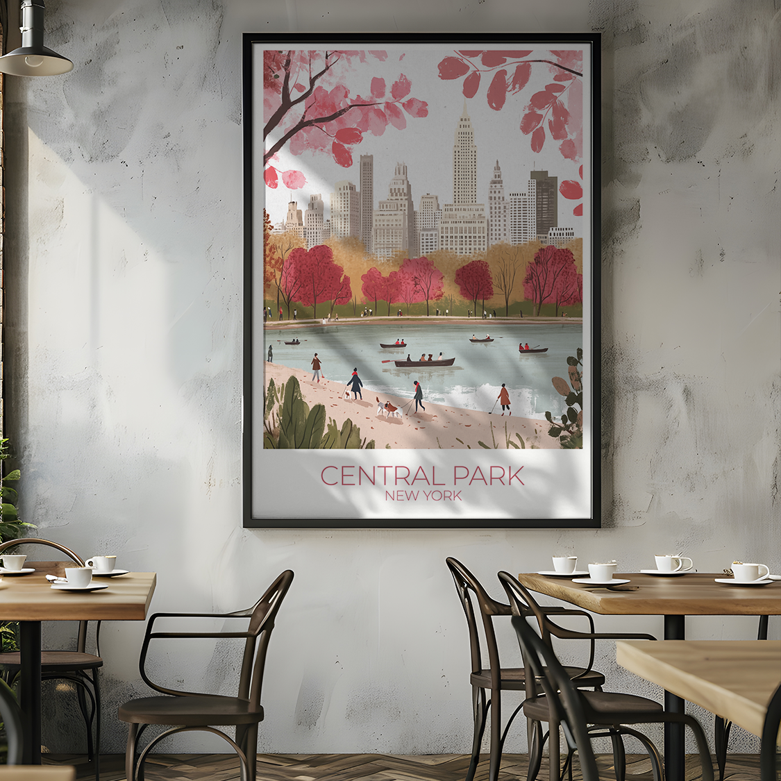 Custom Central Park print with personalized text, perfect for NYC travel memories.