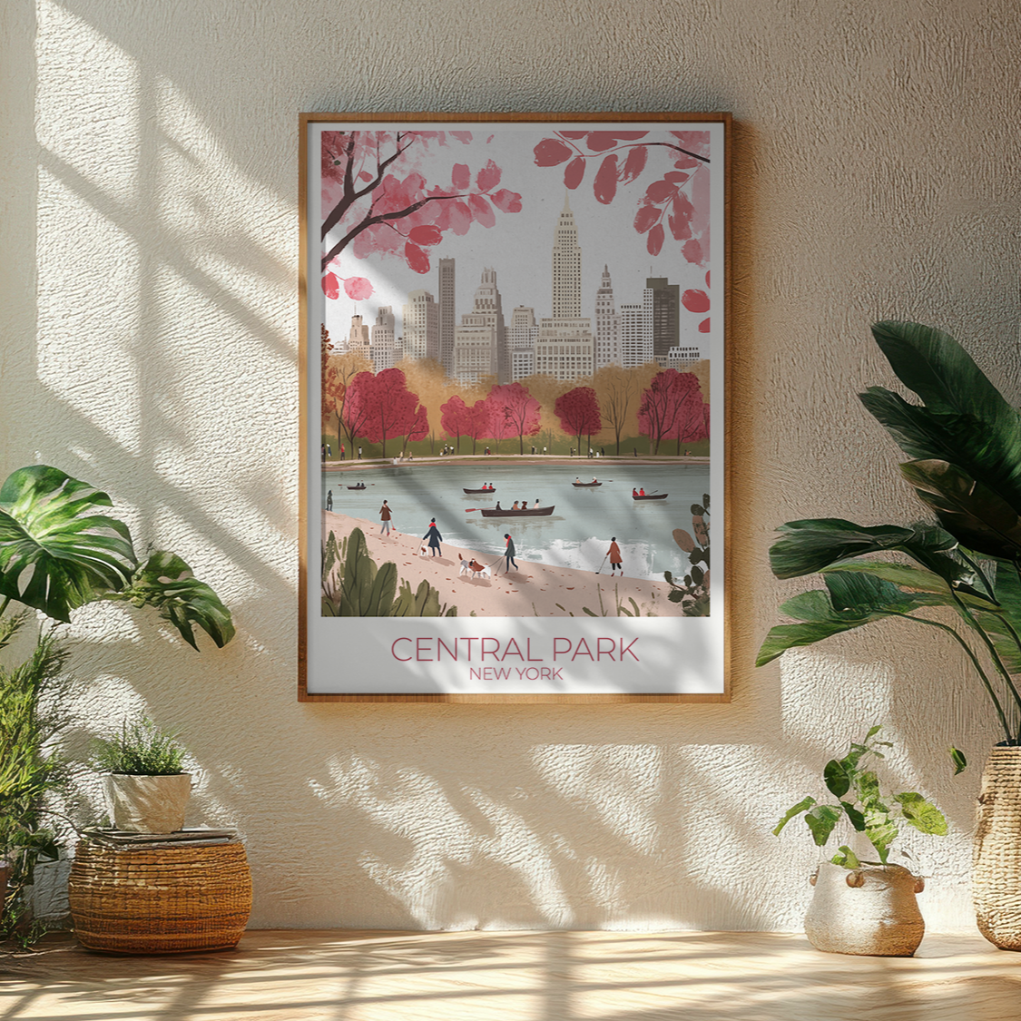 Custom Central Park print with personalized text, perfect for NYC travel memories.