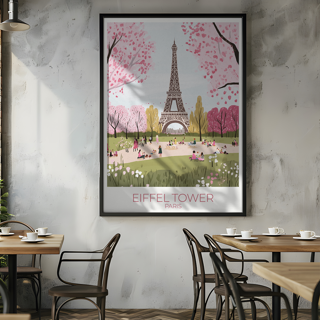 Custom Eiffel Tower print with personalized text, perfect for Paris travel memories.