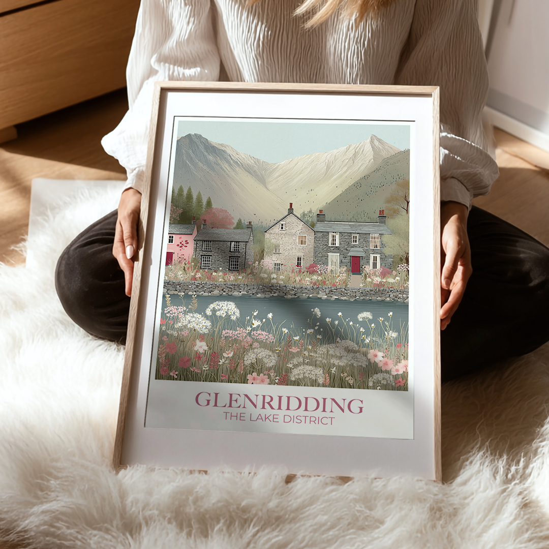 Person holding a framed print of Glenridding in The Lake District