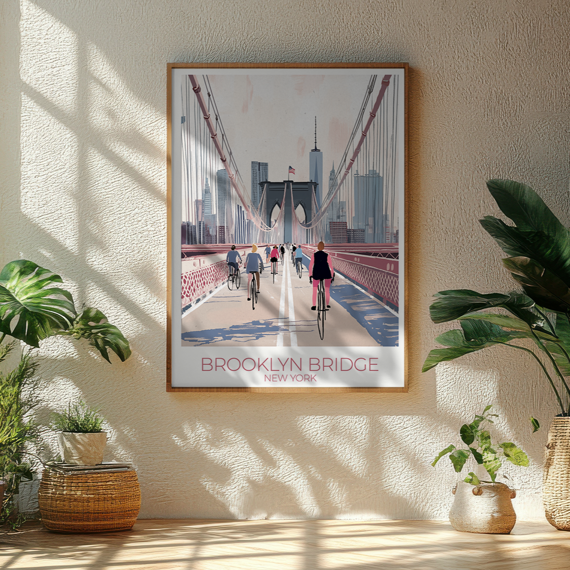 Custom Brooklyn Bridge print with personalized names and travel dates.