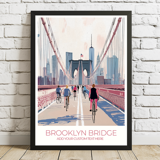 Custom Brooklyn Bridge print with personalized names and travel dates.